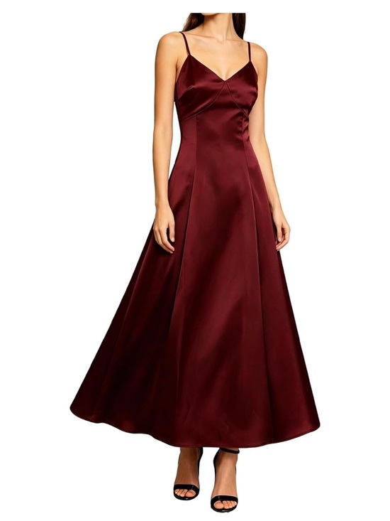 RIHOAS Dresses & Skirts - RIHOAS Satin Flowy Maxi Dress in Burgundy